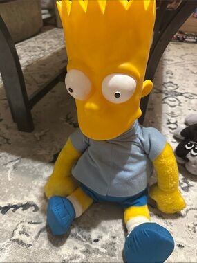 1990 Vintage Bart Simpson Plush Toy - Yellow and Blue Kids Toy